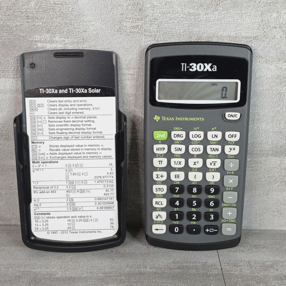 Texas Instruments TI-30XA Scientific Calculator + Reference Manual Card- Works